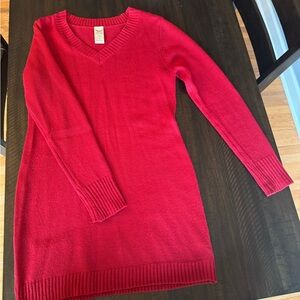 Faded Glory Women's Dark Red V-Neck Sweater Dress